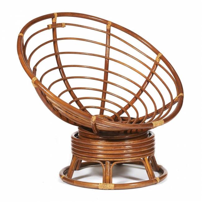 Кресло-качалка PAPASAN/ПАПАСАН w 23/01 B /с подушкой/ 115х78х104 см, Pecan (орех), ткань Коричневый, 3М7-147 Pecan (орех)