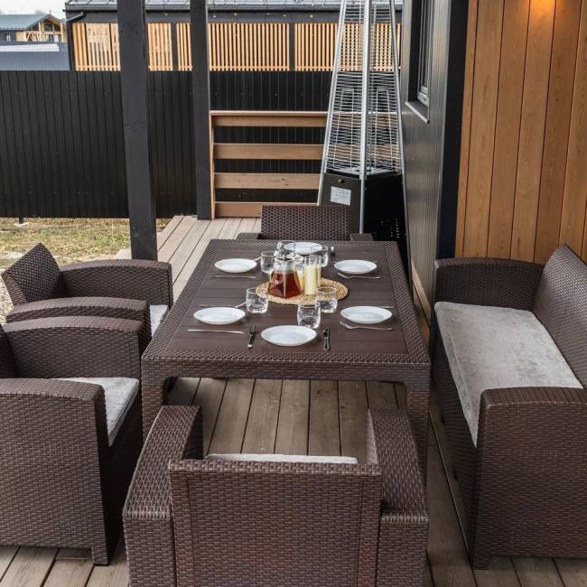 Обеденный комплект LANA LUX DINING L коричневый Обеденный комплект LANA LUX DINING L коричневый