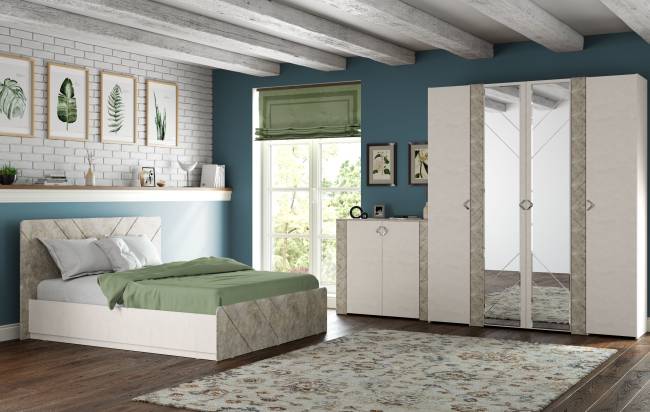 Кровать 1600 с подъёмным ортопедическим основанием Амели 11.31 цвет шёлковый камень/бетон чикаго беж