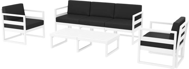 Комплект пластиковой мебели Mykonos XL белый, черный Комплект пластиковой мебели Mykonos XL белый, черный