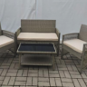 Набор мебели Лондон  (стол+2кресла+диван ротанг серо-бежевый, подушки бежевые)