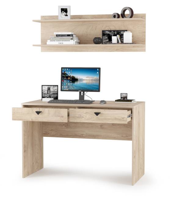 Стол с полкой Бостон цвет дуб эндгрейн элегантный