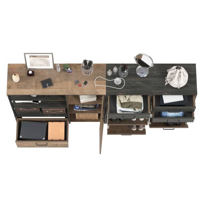 Две высоких тумбы для обуви и тумба-комод Трувор цвет дуб гранж песочный/интра Две высоких тумбы для обуви и тумба-комод Трувор цвет дуб гранж песочный/интра