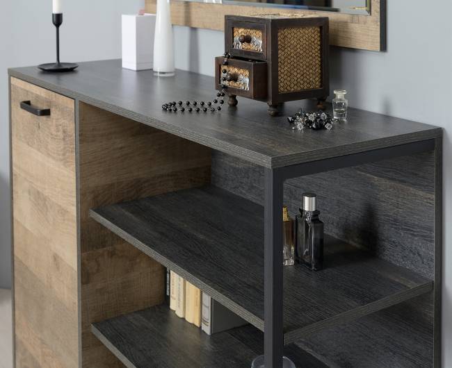 Две высоких тумбы для обуви и тумба-комод Трувор цвет дуб гранж песочный/интра Две высоких тумбы для обуви и тумба-комод Трувор цвет дуб гранж песочный/интра