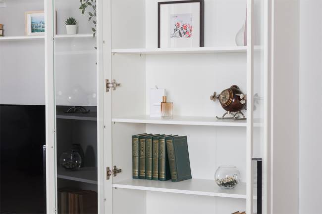 Большая стенка для гостиной Валенсия № 107 цвет белый шагрень