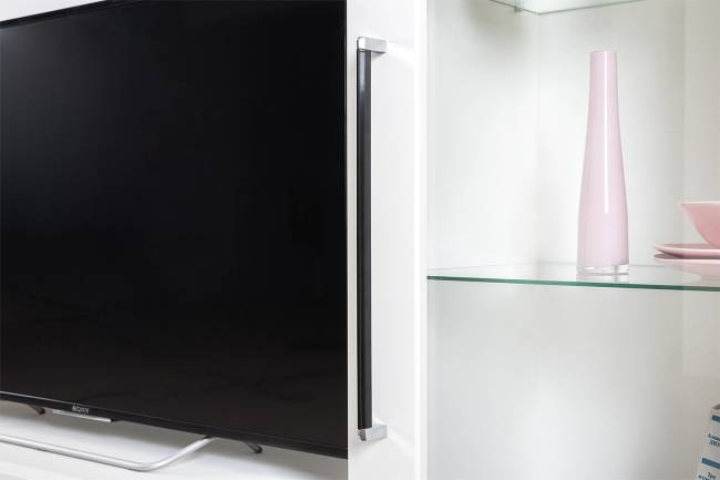 Большая стенка для гостиной Валенсия № 107 цвет белый шагрень