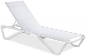 Шезлонг-лежак металлический Wave Paint белый 1910х715х300 мм