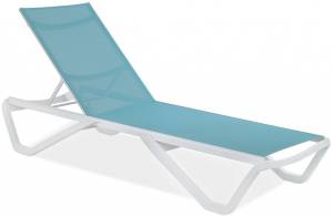 Шезлонг-лежак металлический Wave Paint белый, бирюзовый 1910х715х300 мм