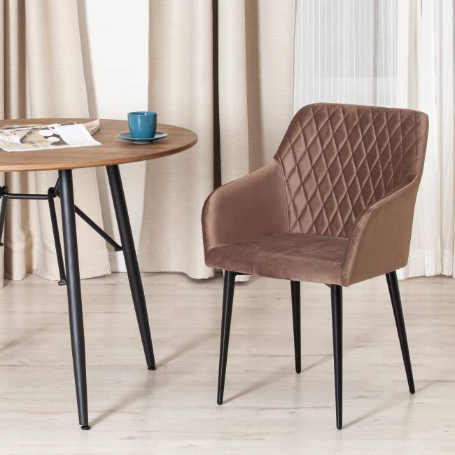 Кресло BREMO (mod. 708) / 1 шт. в упаковке ткань/металл, 58х55х83 см, высота до сиденья 48 см, коричневый barkhat 12/черный коричневый ткань/металл