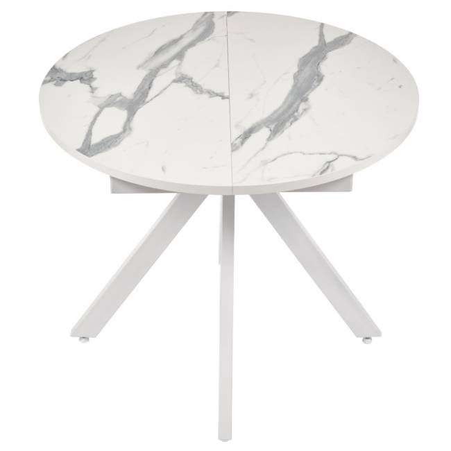 Стол Rudolf круглый раскладной 90-120x90x75см, белый мрамор, белый Стол Rudolf круглый раскладной 90-120x90x75см, белый мрамор, белый