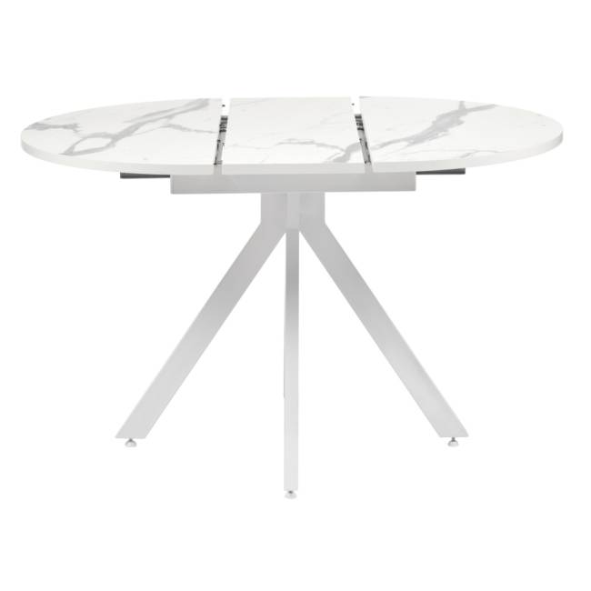 Стол Rudolf круглый раскладной 90-120x90x75см, белый мрамор, белый Стол Rudolf круглый раскладной 90-120x90x75см, белый мрамор, белый