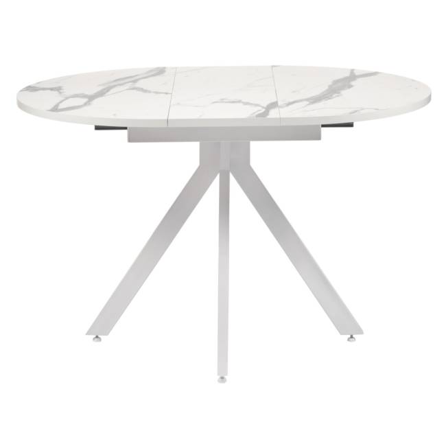 Стол Rudolf круглый раскладной 90-120x90x75см, белый мрамор, белый Стол Rudolf круглый раскладной 90-120x90x75см, белый мрамор, белый