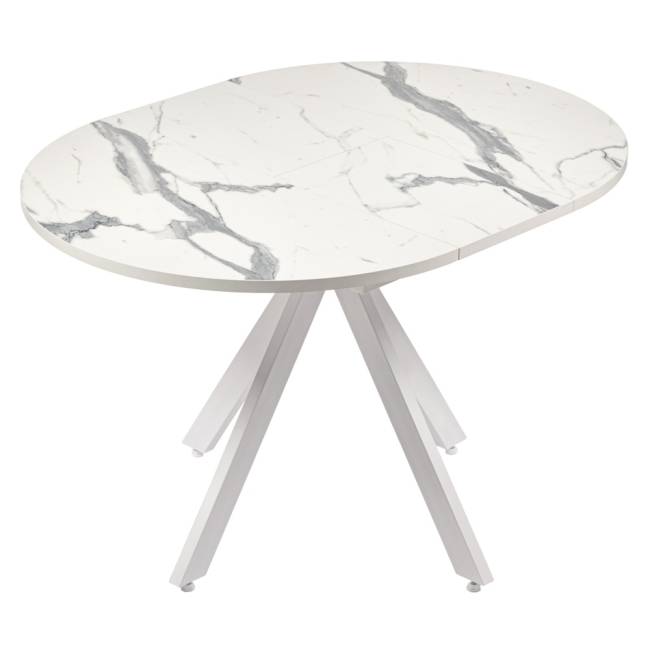 Стол Rudolf круглый раскладной 90-120x90x75см, белый мрамор, белый Стол Rudolf круглый раскладной 90-120x90x75см, белый мрамор, белый
