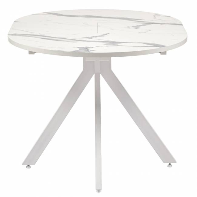 Стол Rudolf круглый раскладной 90-120x90x75см, белый мрамор, белый Стол Rudolf круглый раскладной 90-120x90x75см, белый мрамор, белый