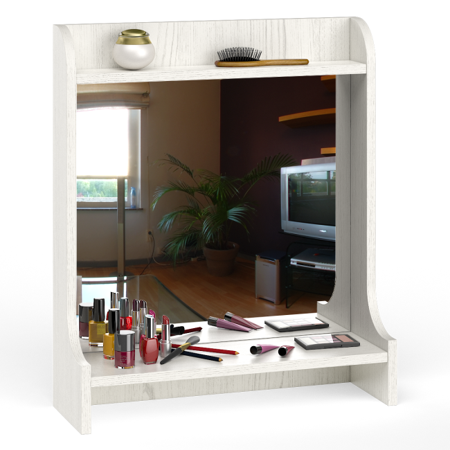 Стол туалетный с зеркалом Ливерпуль цвет ясень ваниль/белый