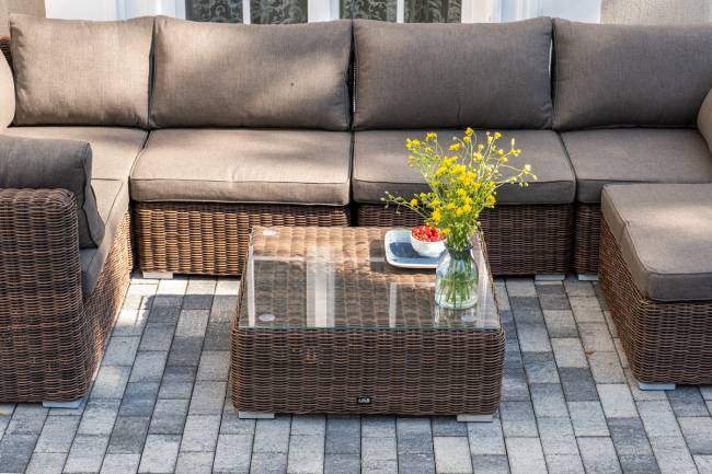 "Лунго" трансформирующаяся лаунж-зона из искусственного ротанга, цвет коричневый "Лунго" трансформирующаяся лаунж-зона из искусственного ротанга, цвет коричневый