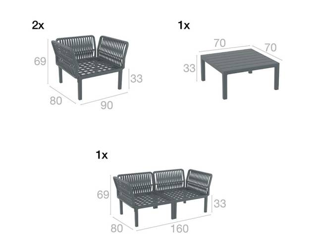 Комплект пластиковой мебели Portofino Lounge темно-серый, бежевый