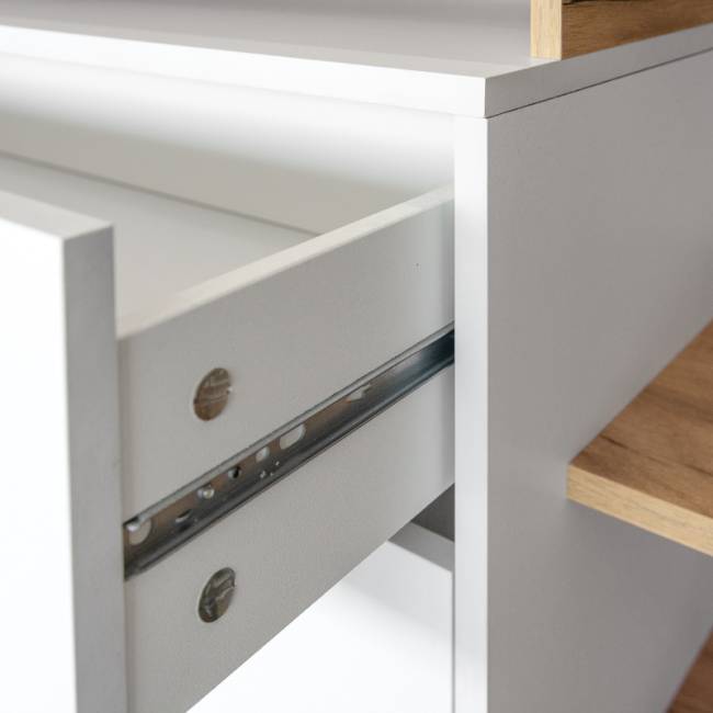 Тумба под ТВ Бэль цвет дуб крафт золотой/белый премиум