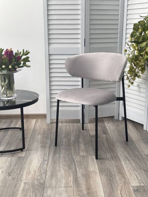 Стул ЛЕОНАРДО H-09 Светло-серый, велюр / черный каркас М-City