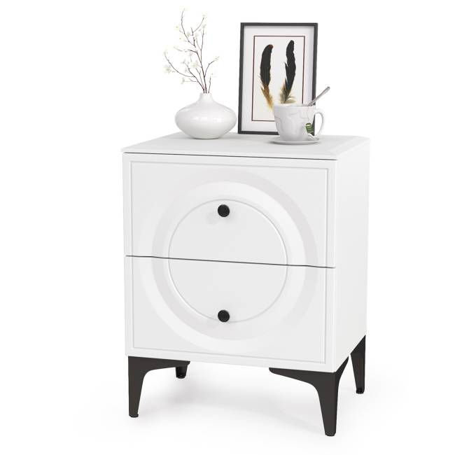 Кровать 1600 с ортопедическим основанием Валенсия и две тумбочки цвет белый шагрень