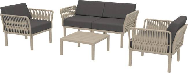 Комплект пластиковой мебели Portofino Lounge бежевый, темно-серый