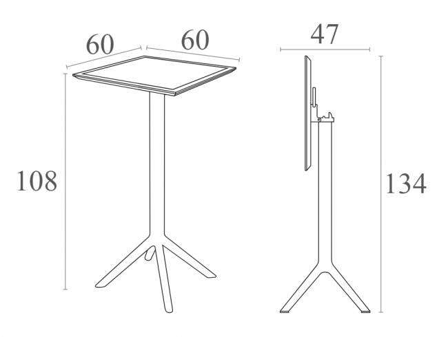Стол пластиковый барный складной Sky Folding Bar Table 60 черный 600х600х1080 мм Стол пластиковый барный складной Sky Folding Bar Table 60 черный 600х600х1080 мм