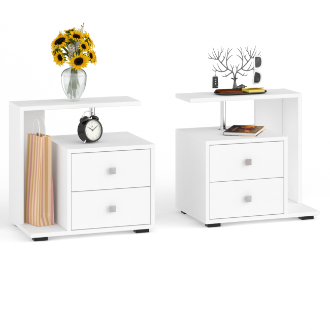 Кровать 1600 Камелия + две тумбы цвет белый