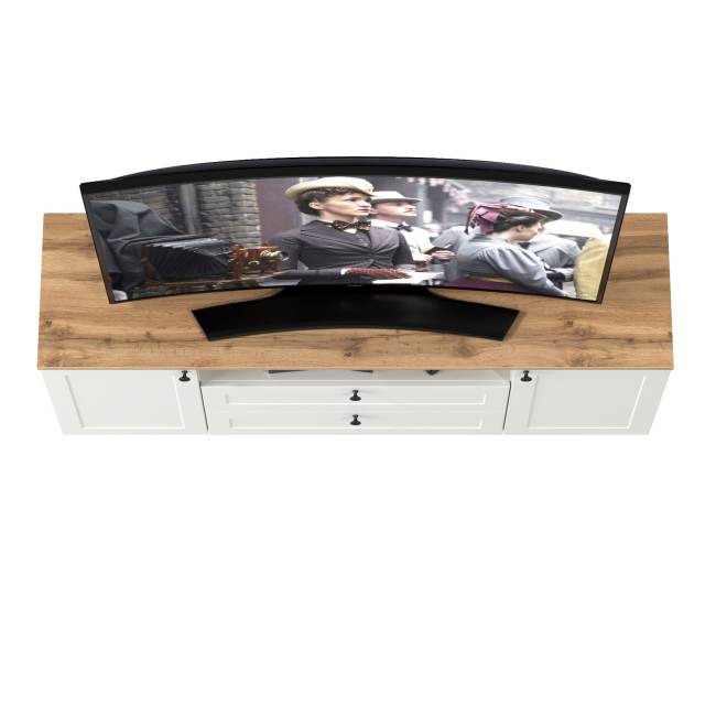 Тумба под ТВ Остин 16.47 цвет белый шагрень/дуб крафт золотой Тумба под ТВ Остин 16.47 цвет белый шагрень/дуб крафт золотой