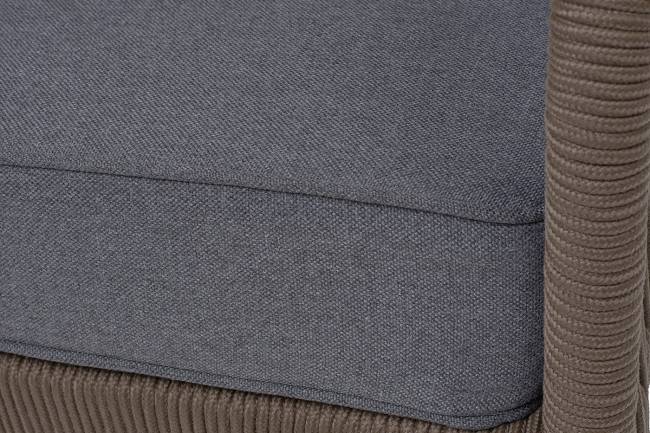 "Канны" диван 3-местный плетеный из роупа, каркас алюминий темно-серый (RAL7024) шагрень, роуп темно-серый круглый, ткань темно-серая 019 "Канны" диван 3-местный плетеный из роупа, каркас алюминий темно-серый (RAL7024) шагрень, роуп темно-серый круглый, ткань темно-серая 019