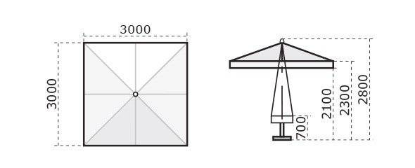Зонт профессиональный 3х3 м Napoli Standard антрацит 3000х3000 мм Зонт профессиональный 3х3 м Napoli Standard антрацит 3000х3000 мм