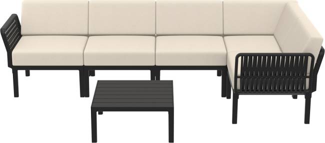 Комплект пластиковой мебели Portofino Lounge Corner черный, бежевый
