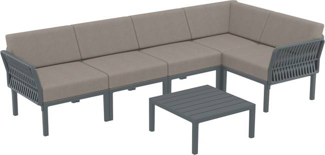 Комплект пластиковой мебели Portofino Lounge Corner темно-серый, светло-коричневый