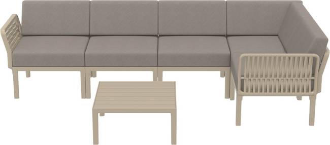 Комплект пластиковой мебели Portofino Lounge Corner бежевый, светло-коричневый
