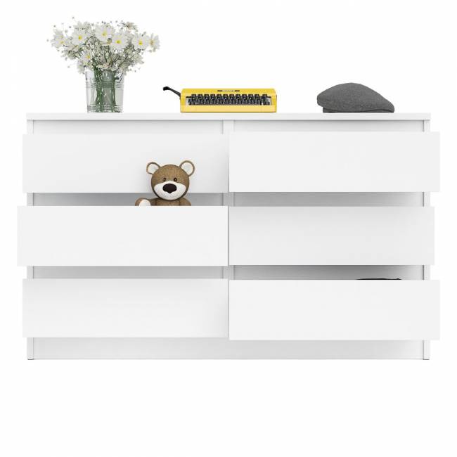 Широкий комод шесть ящиков Мори МК1200.6 цвет белый Широкий комод шесть ящиков Мори МК1200.6 цвет белый