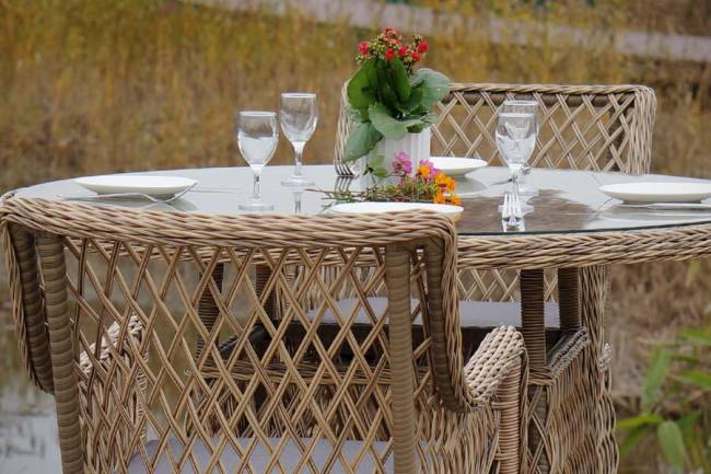 "Эспрессо" плетеный круглый стол, диаметр 118 см, цвет соломенный "Эспрессо" плетеный круглый стол, диаметр 118 см, цвет соломенный