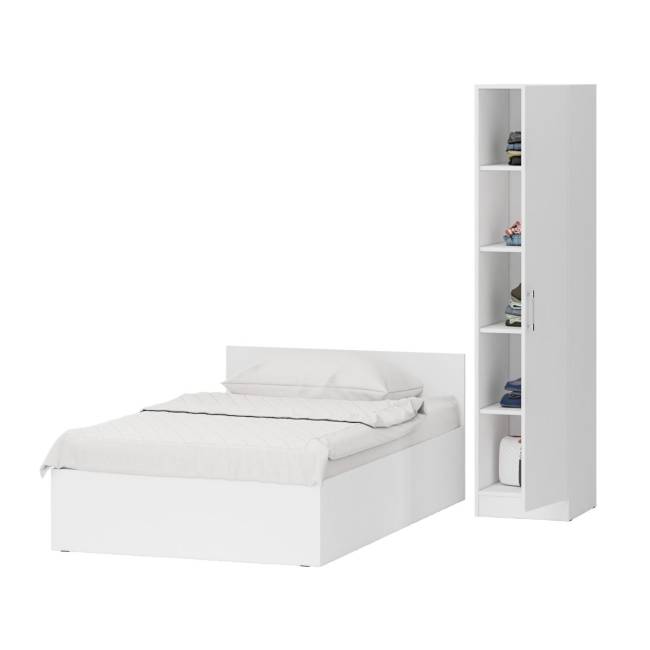 Кровать белая односпальная 1200 с пеналом Стандарт цвет белый