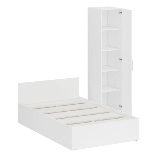 Кровать белая односпальная 1200 с пеналом Стандарт цвет белый