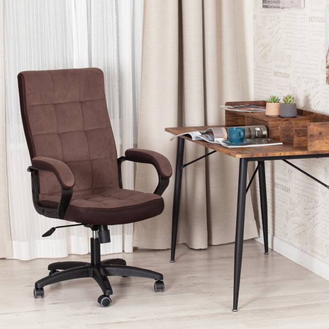 Кресло Trendy/Тренди (22) флок/ткань, коричневый, 6/TW-24 коричневый флок/ткань