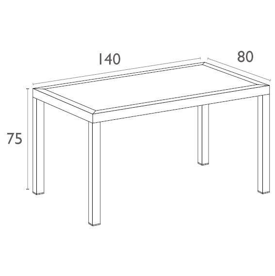 Стол пластиковый Orlando 140 антрацит 1400х800х750 мм