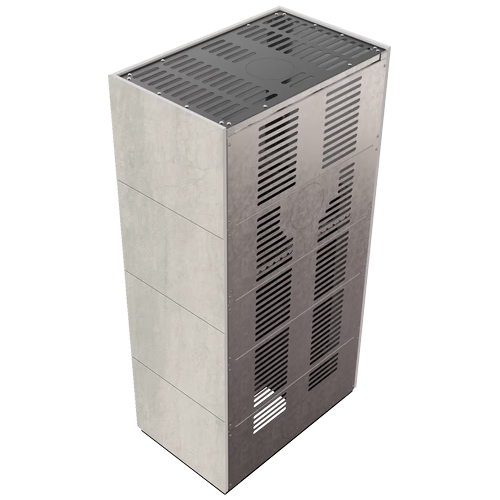 Каминокомплект Kratki PRO FLOKI NATURALI PIETRA DI SAVOIA PERLA BOCCIARDATA, угловое стекло слева