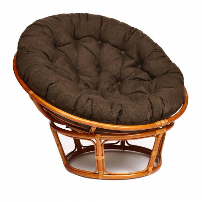 Кресло PAPASAN/ПАПАСАН 23/01 W /с подушкой/ диаметр подушки 125см, 115х101х104см, коньячный, ткань коричневый, 3м7-147 Cognac (коньяк)