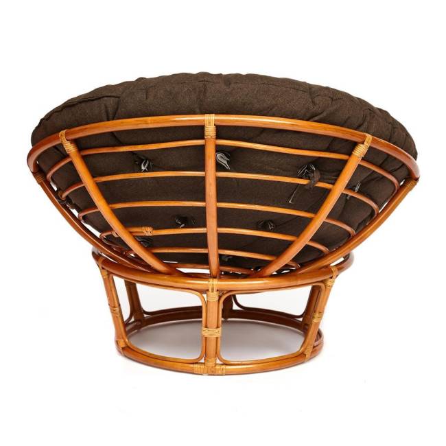 Кресло PAPASAN/ПАПАСАН 23/01 W /с подушкой/ диаметр подушки 125см, 115х101х104см, коньячный, ткань коричневый, 3м7-147 Cognac (коньяк)