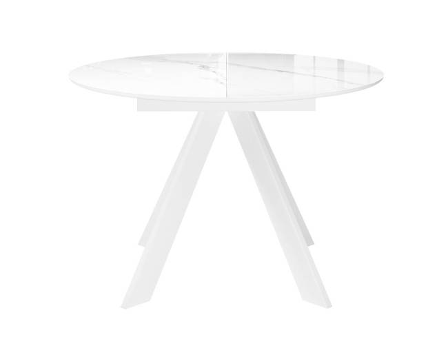 Стол DikLine SFC110 d1100 стекло Оптивайт Белый мрамор/подстолье белое/опоры белые Стол DikLine SFC110 d1100 стекло Оптивайт Белый мрамор/подстолье белое/опоры белые