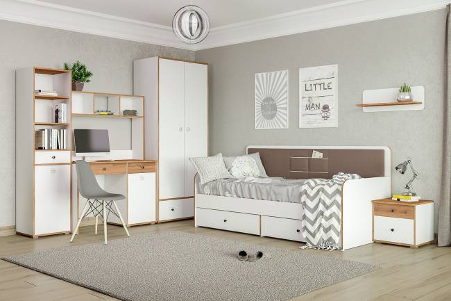 Надстройка на стол Вуди 13.161 цвет белый премиум/дуб крафт золотой