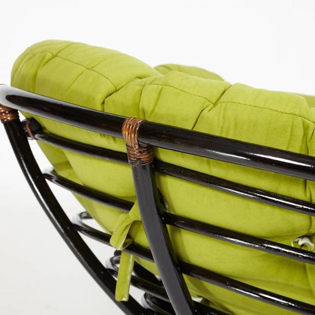 Кресло Папасан/Papasan (23/01 W) /с подушкой/ диаметр подушки 125см, 115х101х104см, античный черно-коричневый, флок олива, 23 Antique brown (античный черно-коричневый)