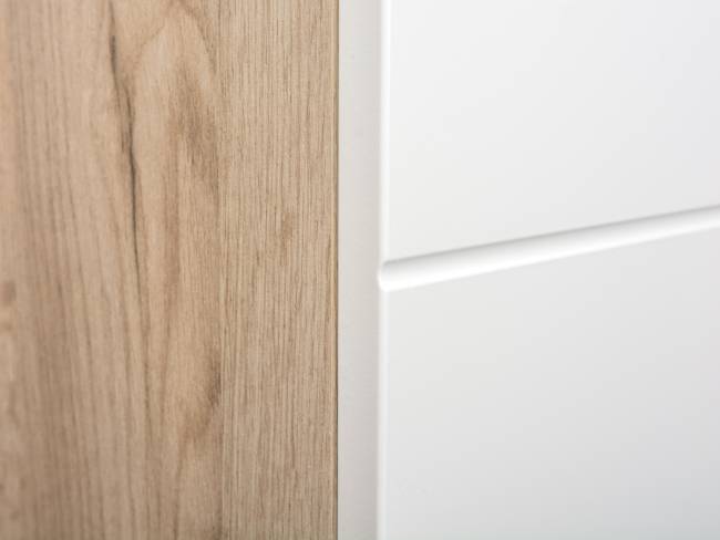 Прихожая Лайн № 3 цвет дуб крафт серый/фасады МДФ белый глянец Прихожая Лайн № 3 цвет дуб крафт серый/фасады МДФ белый глянец