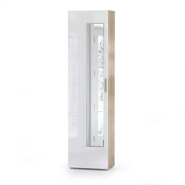 Прихожая Лайн № 3 цвет дуб крафт серый/фасады МДФ белый глянец Прихожая Лайн № 3 цвет дуб крафт серый/фасады МДФ белый глянец